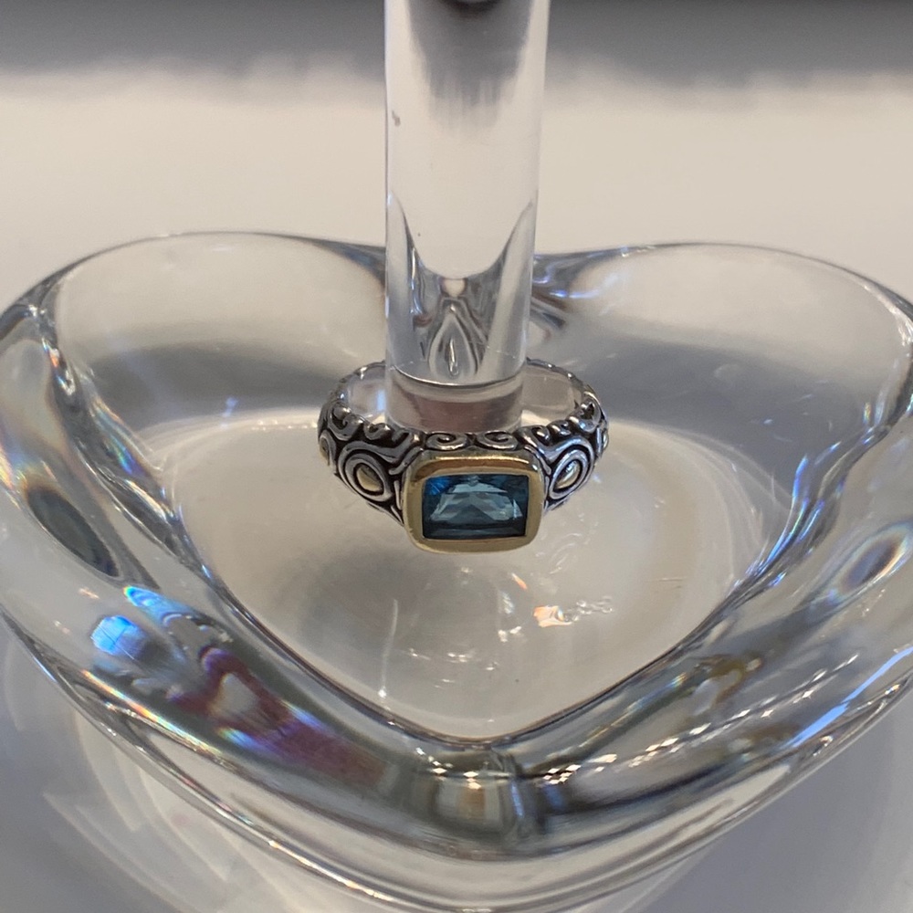 John Hardy Blue Topaz, 18K, Sterling Silver Ring